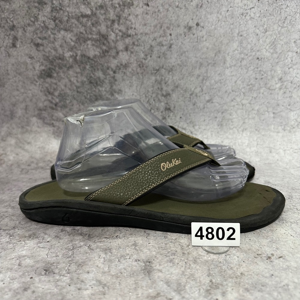 OluKai Ohana Sandals Mens 10 Green Flip Flops Beach Kona 10110-2828 GF-168